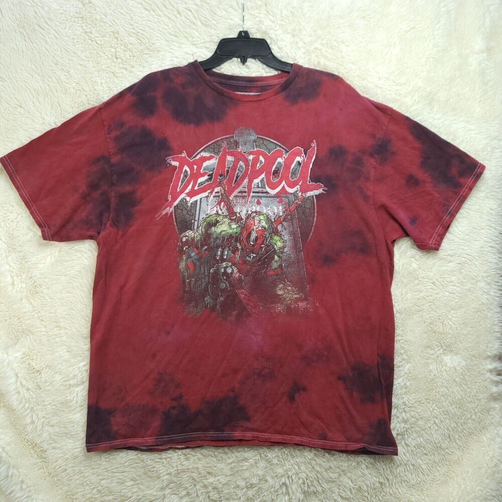 FLAWS Marvel Deadpool Shirt Mens XL Red Graphic Short Sleeve Crew Neck Cotton